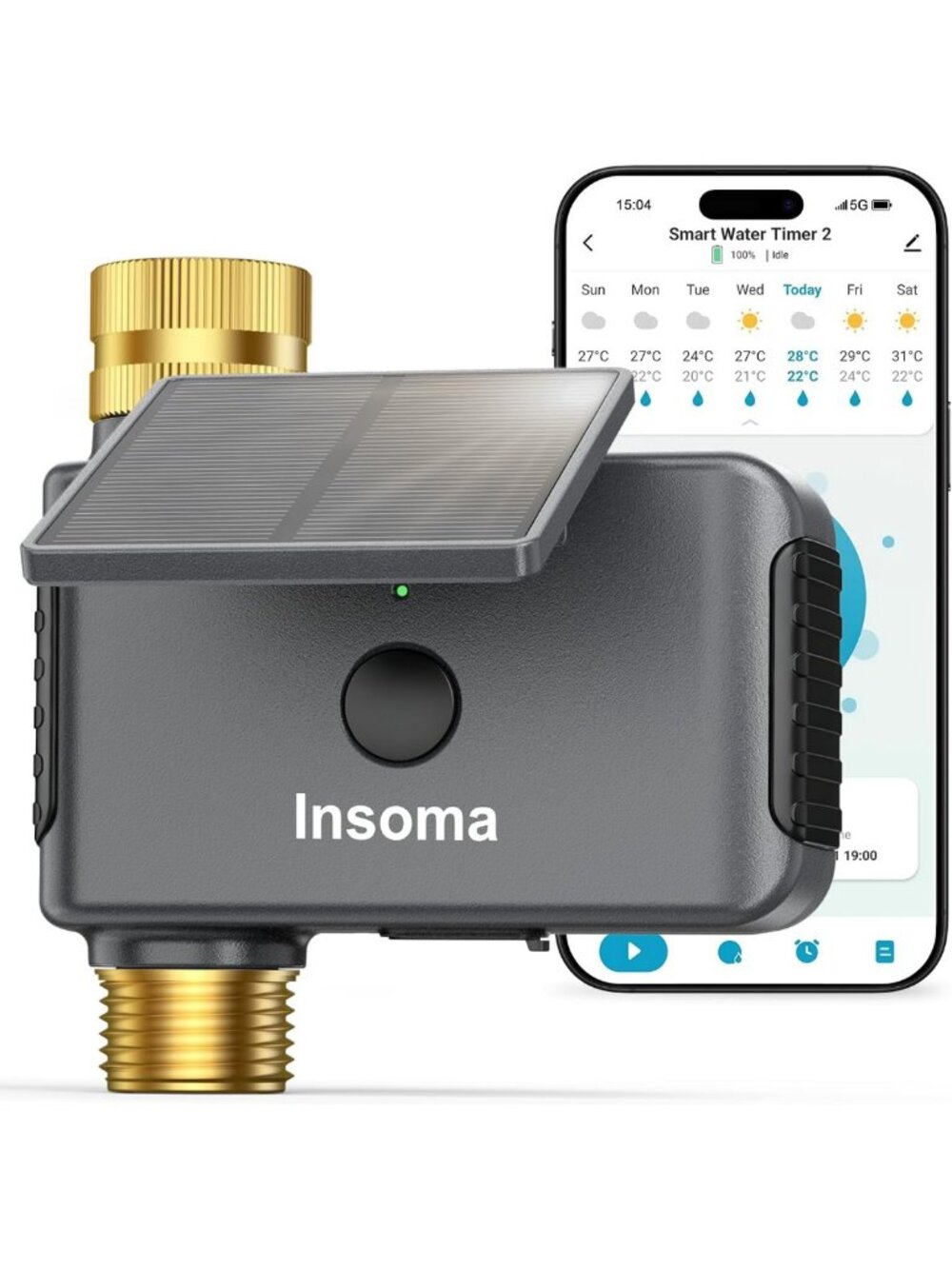 Smart Solar WiFi Water Timer for Garden - 1 Zone Hose Irrigation System